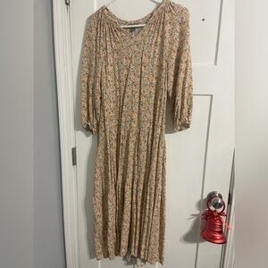 Floral Beige Midi Dress